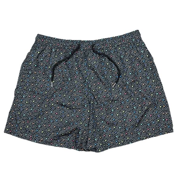 Jared Lang Mens Shorts SZ XL  Lined Swim Trunks Beach Black Geometric Patterned - Picture 1 of 8